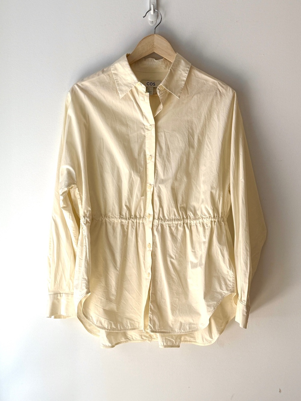 COS Men's Light Cream Button-Down Shirt with Drawstring Waist